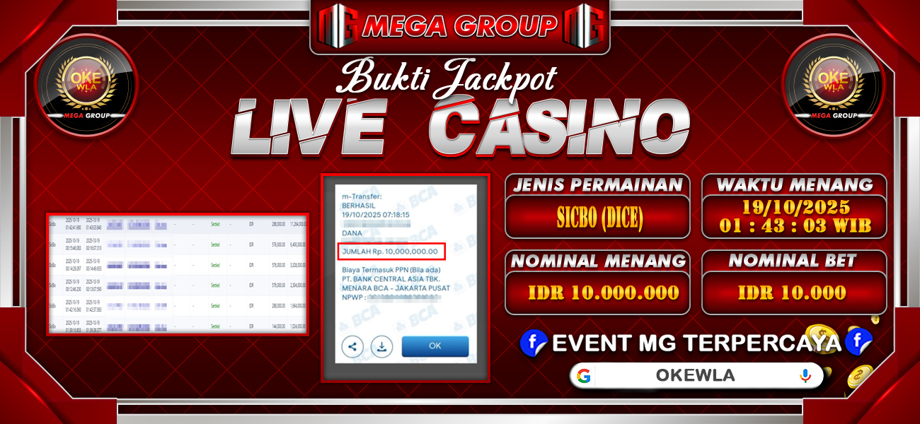 Bukti JP situs Okewla hari Minggu, 19 Oktober 2025