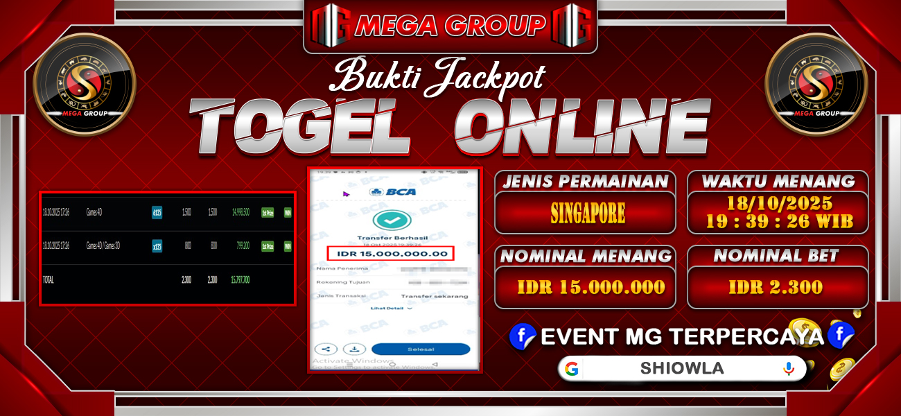 Bukti JP situs Shiowla hari Minggu, 19 Oktober 2025