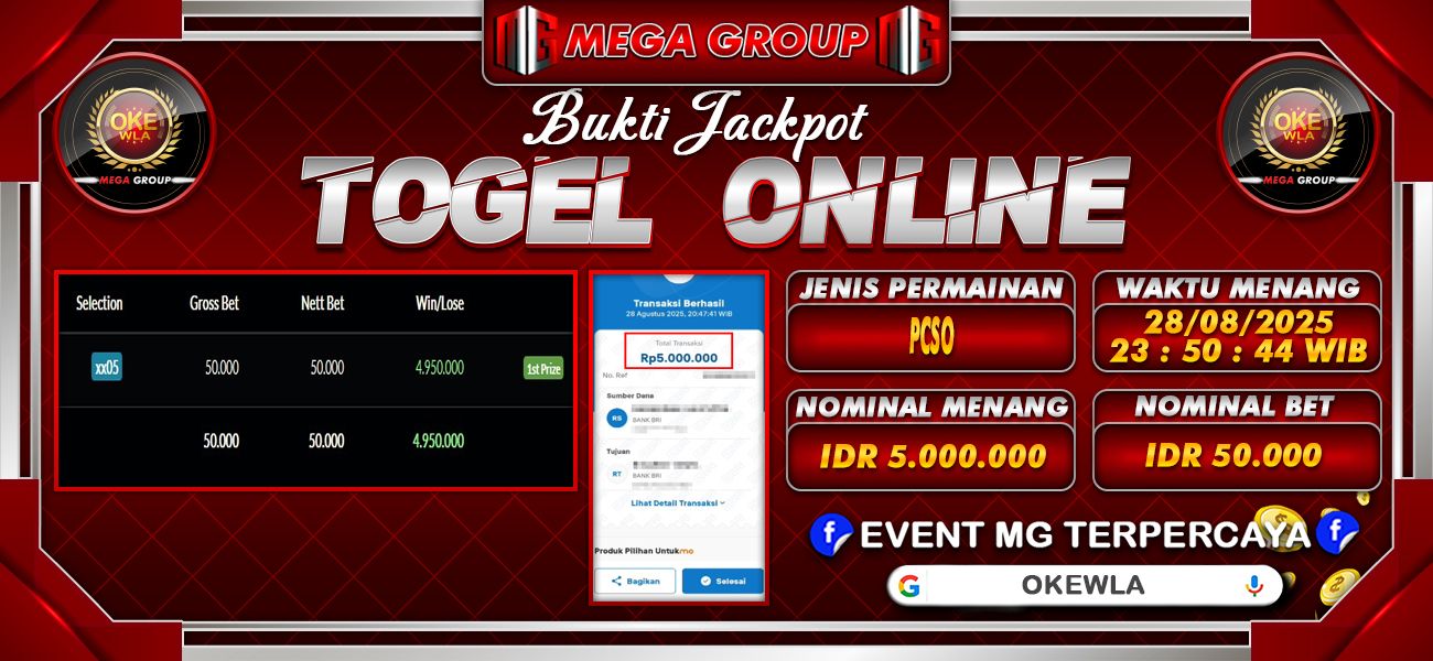 Bukti JP situs Okewla hari Jumat, 29 Agustus 2025