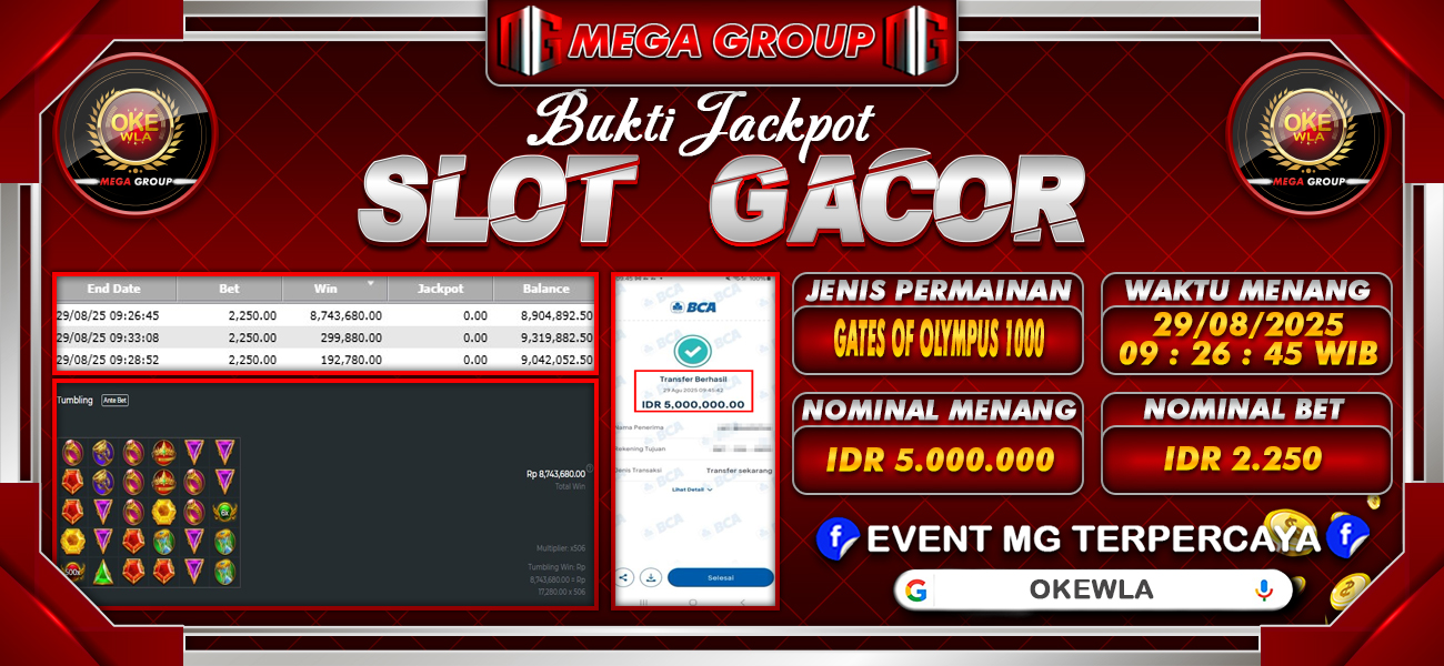Bukti JP situs Okewla hari Jumat, 29 Agustus 2025