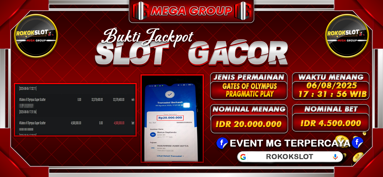 Bukti JP situs Rokokslot hari Rabu, 06 Agustus 2025