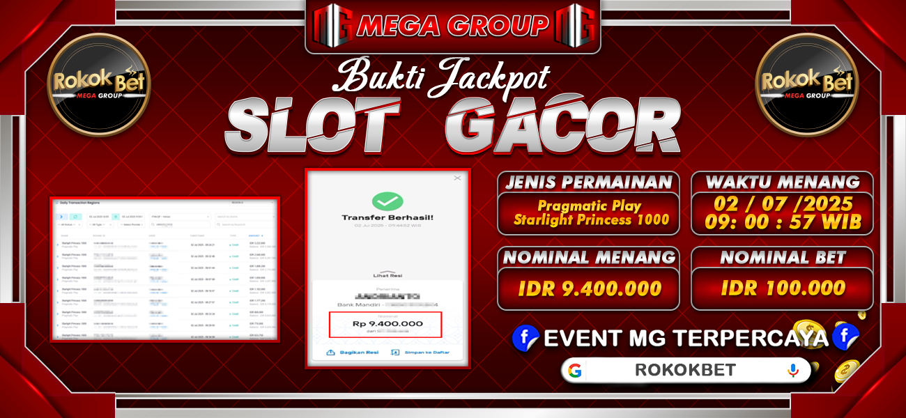 Bukti JP situs Rokokbet hari Kamis, 03 Juli 2025