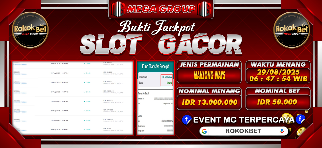 Bukti JP situs Rokokbet hari Jumat, 29 Agustus 2025