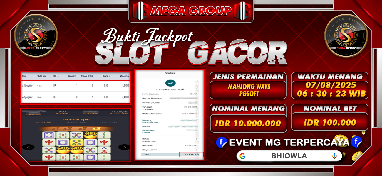 Bukti JP situs Shiowla hari Kamis, 07 Agustus 2025