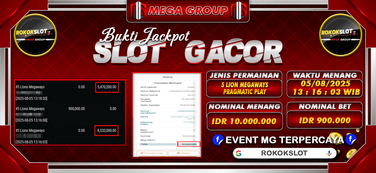 Bukti JP situs Rokokslot hari Selasa, 05 Agustus 2025