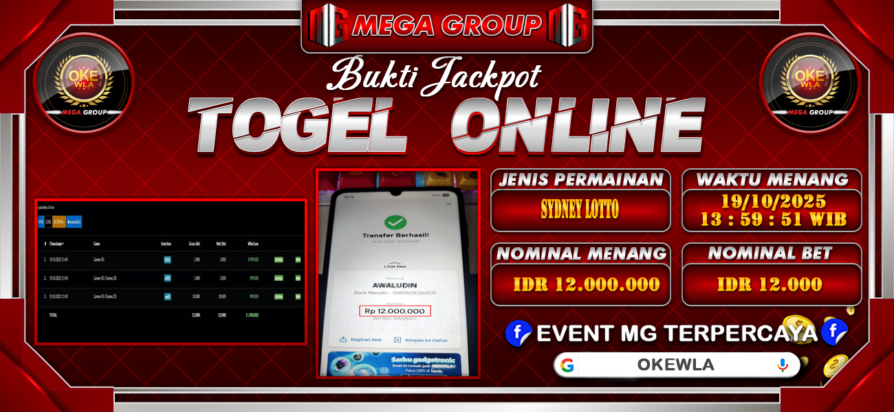 Bukti JP situs Okewla hari Minggu, 19 Oktober 2025