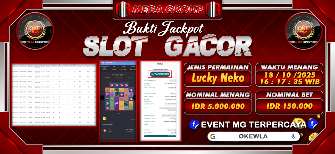Bukti JP situs Okewla hari Sabtu, 18 Oktober 2025