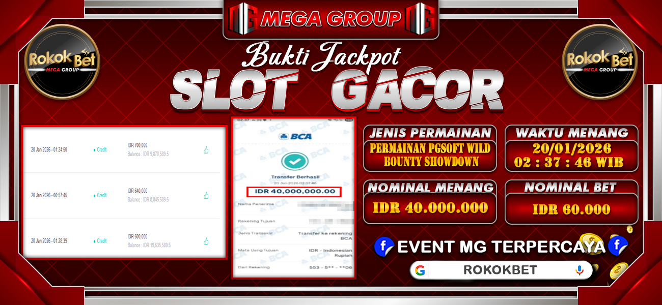 Bukti JP situs Rokokbet hari Selasa, 20 Januari 2026