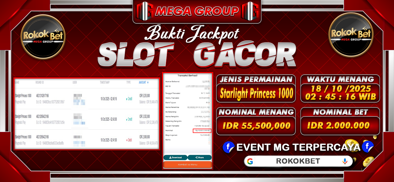 Bukti JP situs Rokokbet hari Sabtu, 18 Oktober 2025