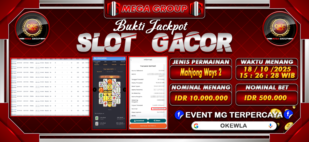 Bukti JP situs Okewla hari Sabtu, 18 Oktober 2025