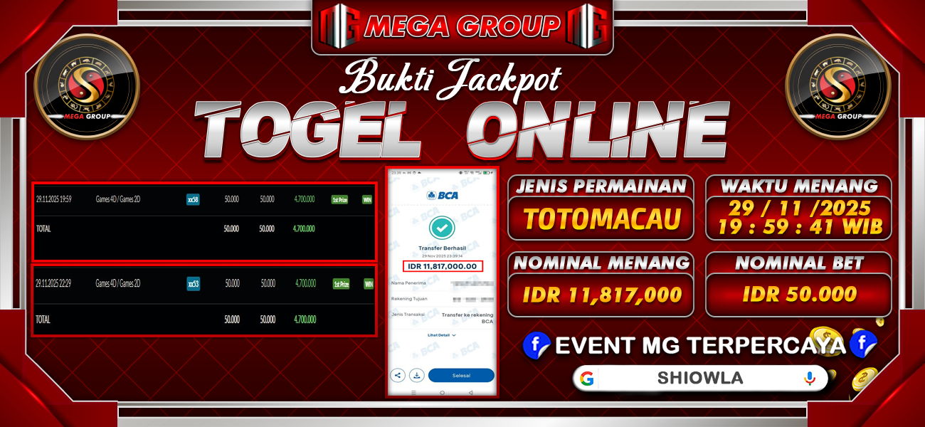 Bukti JP situs Shiowla hari Sabtu, 29 November 2025