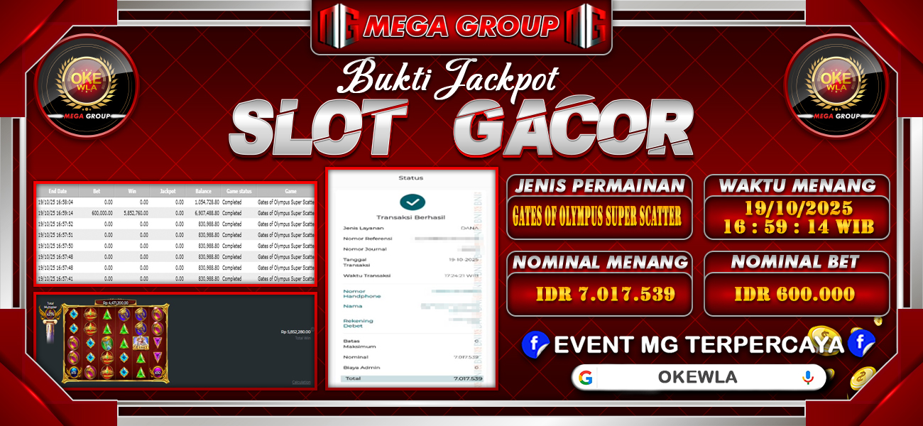 Bukti JP situs Okewla hari Minggu, 19 Oktober 2025