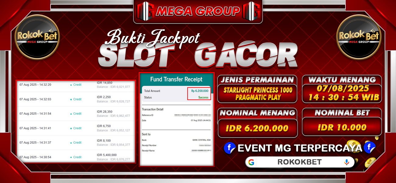 Bukti JP situs Rokokbet hari Kamis, 07 Agustus 2025