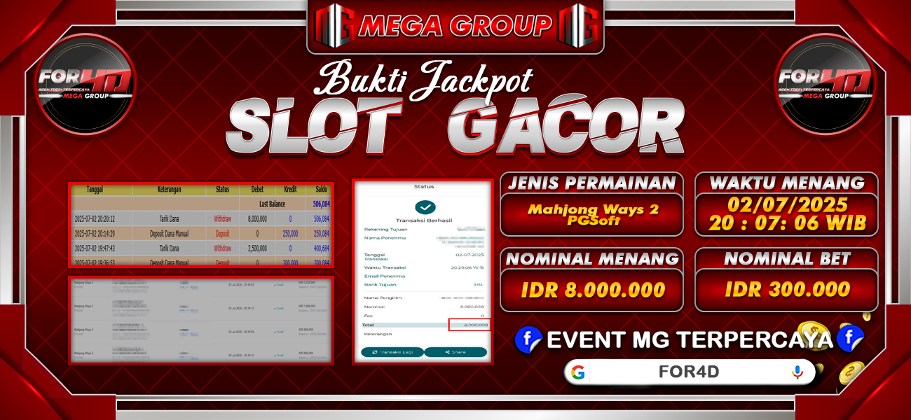 Bukti JP situs For4D hari Kamis, 03 Juli 2025