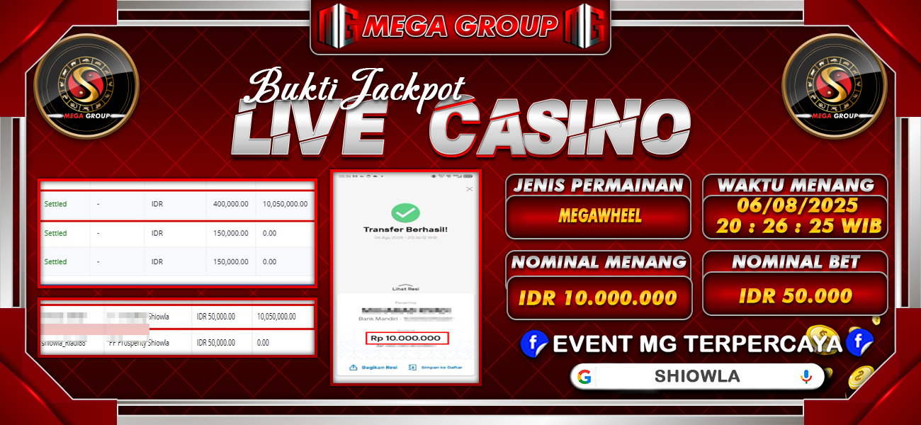 Bukti JP situs Shiowla hari Rabu, 06 Agustus 2025