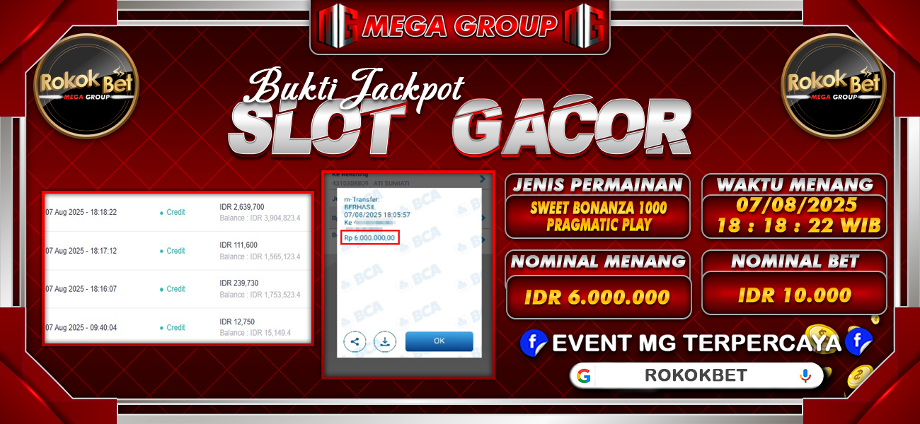 Bukti JP situs Rokokbet hari Kamis, 07 Agustus 2025