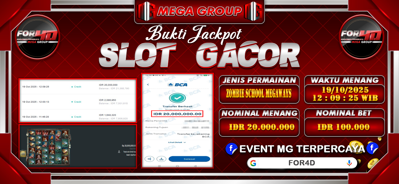 Bukti JP situs For4D hari Minggu, 19 Oktober 2025