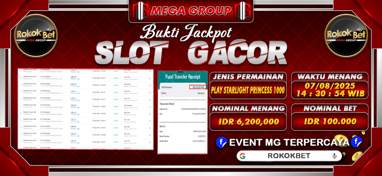 Bukti JP situs Rokokbet hari Kamis, 07 Agustus 2025