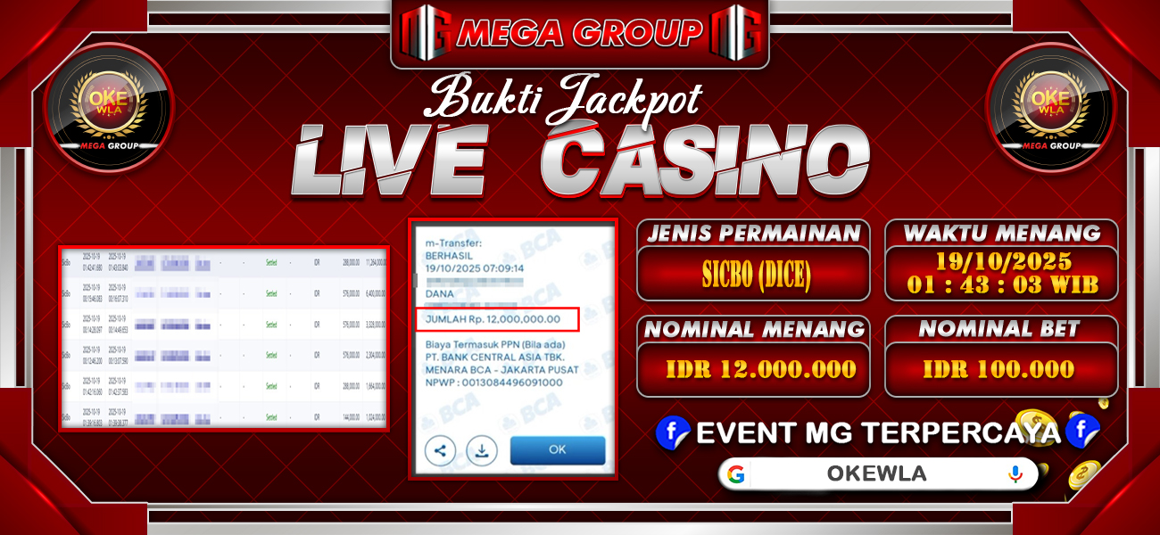 Bukti JP situs Okewla hari Minggu, 19 Oktober 2025