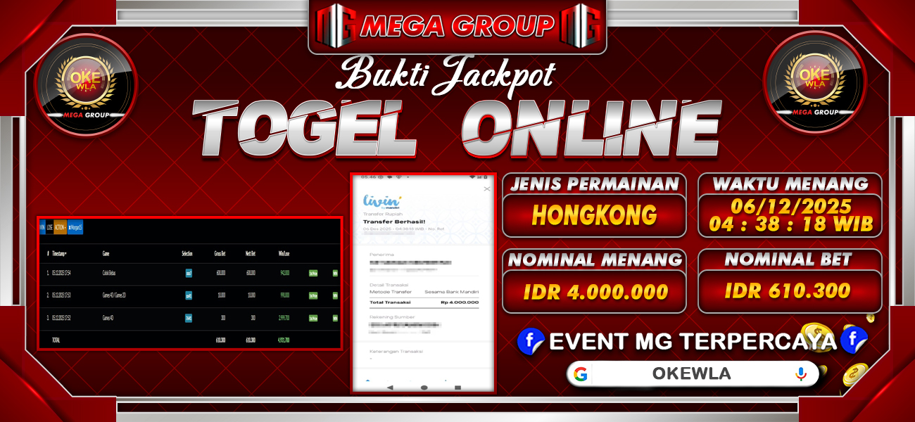 Bukti JP situs Okewla hari Sabtu, 06 Desember 2025