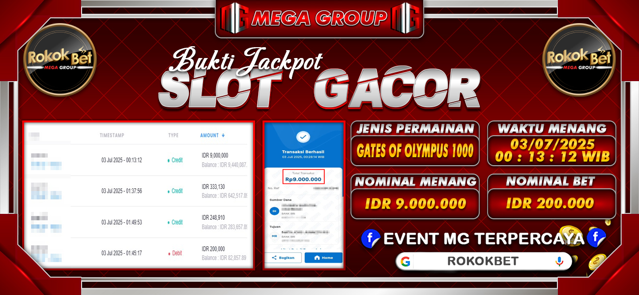 Bukti JP situs Rokokbet hari Kamis, 03 Juli 2025